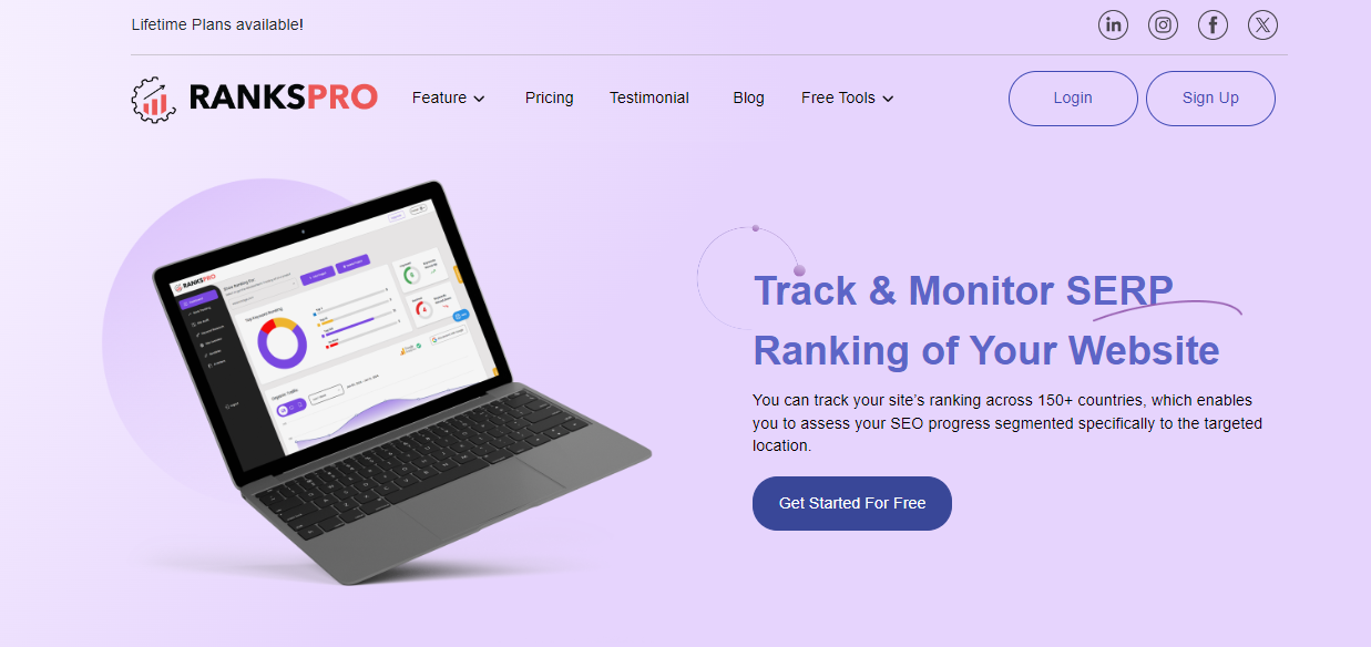 RanksPro.io SEO tool track and monitor SERP Ranking of your website