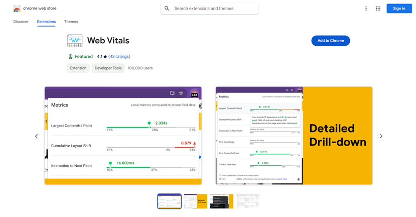  Web Vitals Extension