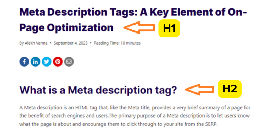 Heading tags will help search engines understand the main content of the web page